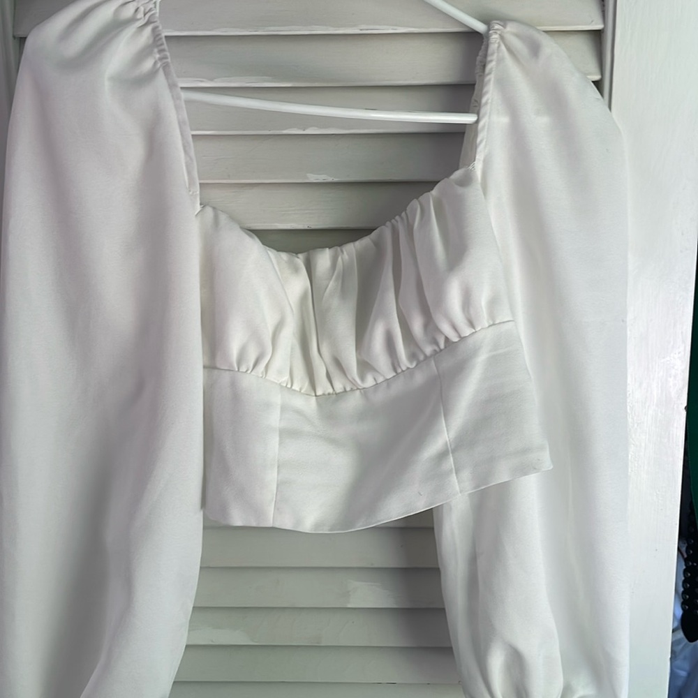 Princess Polly white bustier puff sleeve top.